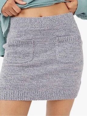 We The Free Heather Lavender Knit Mini Skirt with Front Pockets